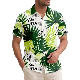 Broad Fan Palm Pinnate Leaves Tropical Foliage Black Dots Splatter - Home Decor Gift Hawaiian Shirt