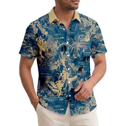 Weathered Coral Wood Palm Fronds Glitch Water Waves Summer Vacation Beach Travel Hawaiian Shirt