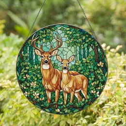 Buck Doe Antlers Forest Foliage Wildlife Lover Home Decor Gift Stained Glass Suncatcher