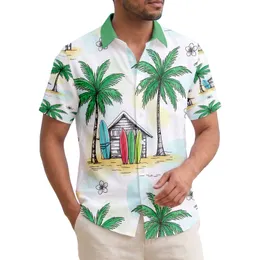 Vibrant Palm Trees Rustic Beach Hut Colorful Surfboards Sandy Beach - Tropical Vacation Gift Hawaiian Shirt