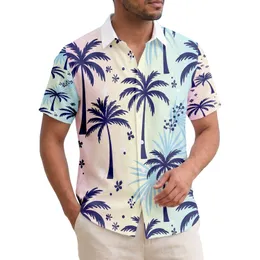 Palm Trees Palm Fronds Tropical Island Pastel Sky Horizon Beach Lifestyle Gift Hawaiian Shirt