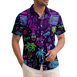 Boombox Flamingo Pineapple Cocktails - Summer Tropical Party Vacation Hawaiian Shirt