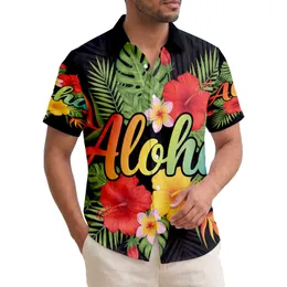 Aloha Script Hibiscus Plumeria Tropical Leaves - Tropical Lifestyle Gift Hawaiian Shirt
