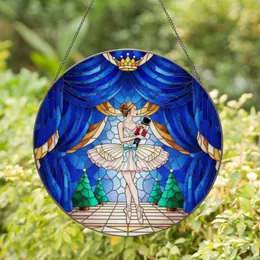 Ballerina Nutcracker Soldier Christmas - Holiday Home Decor Gift for Dance Lover Stained Glass Suncatcher