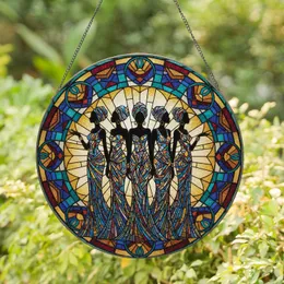 African Women Silhouette Mosaic Figures Geometric Background - Home Decor Gift for Women Stained Glass Suncatcher