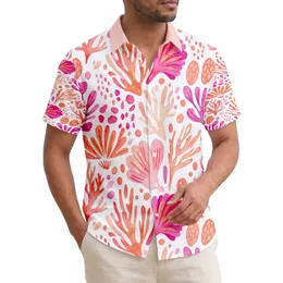 Tropical Feathered Coral Branches Sea Fan Botanical Shapes Dots - Everyday Living Gift Hawaiian Shirt