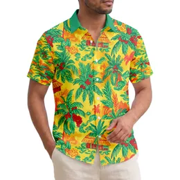 Palm Trees Beach Huts Swirling Water Island - Beach Vacation Travel Gift Hawaiian Shirt