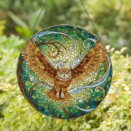 Majestic Owl Wings Spread Wide Forest Canopy - Wildlife Lover Home Decor Gift Stained Glass Suncatcher