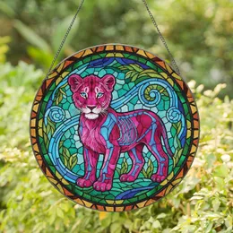 Lion Cub Skeleton Botanical Forms - Wildlife Lover Home Decor Gift Stained Glass Suncatcher
