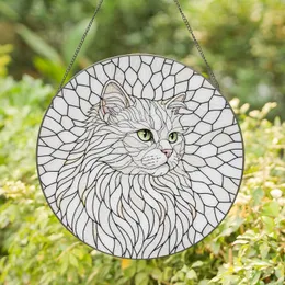 Piercing Gaze White Persian Cat Head - Home Decor Gift for Feline Lover Stained Glass Suncatcher