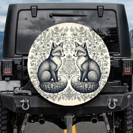 Majestic Foxes Symmetrical Botanical Flowering Branches - Nature Lover Home Decor Gift Spare Tire Cover