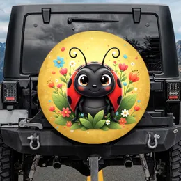 Ladybug Wildflowers Golden Field - Wildlife Lover Gift Spare Tire Cover