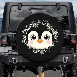 Cartoon Penguin Face Snowflake Frosty - Winter Lover Gift for Penguin Lovers Spare Tire Cover