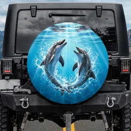 Bottlenose Dolphins Playful Ocean Water Caustics Scene - Underwater Wildlife Gift Spare Tire Cover