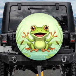 Cartoon Frog Wildlife Pond Lily Pad - Nature Lover Gift for Frog Lover Spare Tire Cover