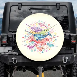 Narwhal Cluster Spiraled Tusks Abstract Dots - Wildlife Lover Home Decor Gift for Car Accessories Spare Tire Cover