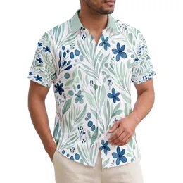 Slender Tropical Leaves Four-Petal Flowers Berry Clusters Vine Accents - Home Decor Gift Hawaiian Shirt