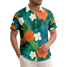 Hibiscus Tropical Blooms Accent Flowers Palm Fronds Broad Leaves - Home Decor Gift Hawaiian Shirt