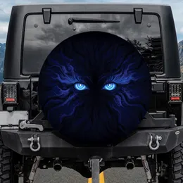 Piercing Electric Blue Eyes Feathery Lashes Watcher - Vehicle Decor Accessory Spare Tire Cover