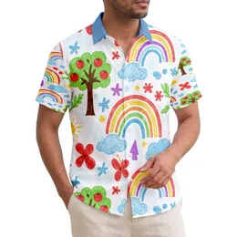 Rainbow Clouds Apple Trees Red Flowers Orange Planet Sun Star Flowers - Tropical Lifestyle Gift Hawaiian Shirt