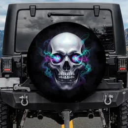 Iridescent Glowing Skull Runic Patterns - Dark Fantasy Auto Accessory Spare Tire Cover