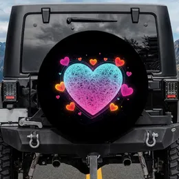 Scribble Neon Glow Love Heart Symbol - Auto Decor Gift Spare Tire Cover
