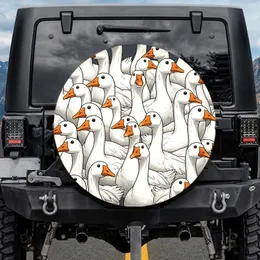 Overlapping White Geese Flock with Orange Beaks - Farmhouse Decor Gift for Bird Watchers Spare Tire Cover