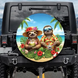 Cheerful Sloths Tropical Beach Adventure - Travel Essentials for Sloth Lover Spare Tire Cover