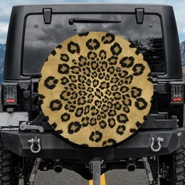 Warm Golden Beige Tan Leopard Fur Big Cat Black Irregular Rosettes Blotches - Nature Lover Gift Spare Tire Cover