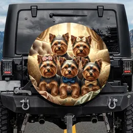 Elegant Yorkshire Terriers Tiaras Bows - Luxurious Home Decor Gift Spare Tire Cover