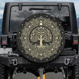 Tree of Life Lotus Mandala Moon - Celestial Living Gift for Boho Lover Spare Tire Cover
