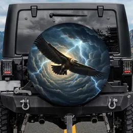 Soaring Vulture Thunderstorm Lightning - Wildlife Lover Gift Spare Tire Cover