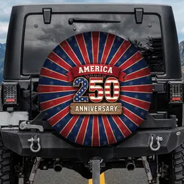 Wooden 250 American Flag Numbers America Anniversary Banner - Celebration Gift Spare Tire Cover