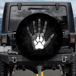 Human Handprint Animal Paw Print - Home Decor Gift for Pet Lover Spare Tire Cover