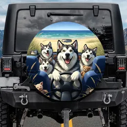 Joyful Malamutes Coastal Car Adventure - Travel Essentials Gift Spare Tire Cover