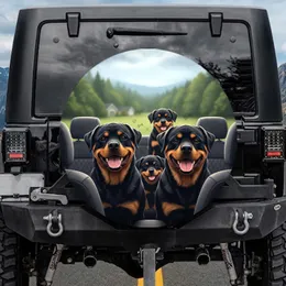 Happy Rottweiler Dogs Car Journey - Travel Essentials Dog Lover Gift Spare Tire Cover