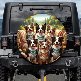 Diverse Dog Pack Border Collie Australian Shepherd with Bandanas - Dog Lover Everyday Gift Spare Tire Cover