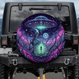 Flying Saucer Alien Creature Lab Flask - Sci-Fi Lover Home Decor Gift Spare Tire Cover