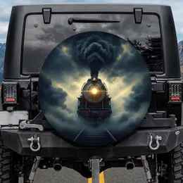 Vintage Steam Locomotive Headlight Smoke Railway Fog - Travel Essentials Train Lover Gift Spare Tire Cover