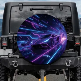 Futuristic Sports Car Race Cyber Track - High-Speed Auto Enthusiast Gift Spare Tire Cover