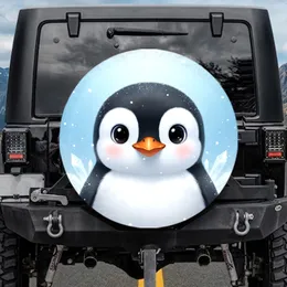 Adorable Cartoon Penguin Arctic Snow Ice Crystal - Winter Wildlife Lover Gift Spare Tire Cover