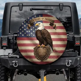 Bald Eagle American Flag Shield 250 Year Anniversary Celebration for Veterans Spare Tire Cover