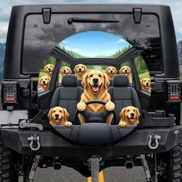 Joyful Golden Retrievers Car Adventure Road Trip Travel Essentials Dog Owner Gift Spare Tire Cover