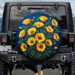 Poppy Blossom Arrangement with Green Buds - Home Decor Gift for Garden Lover Spare Tire Cover