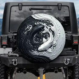 Koi Fish Yin Yang Balance - Duality Lifestyle Gift for Koi Lovers Spare Tire Cover