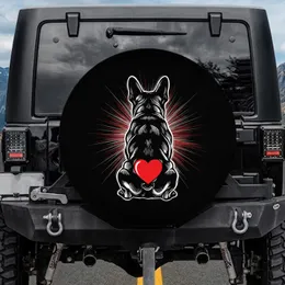 French Bulldog Sitting Red Heart - Everyday Dog Lover Car Decor Gift for Pet Owners Spare Tire Cover