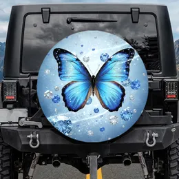 Brilliant Iridescent Blue Morpho Butterfly Diamonds Gemstones - Nature Lover Gift Spare Tire Cover