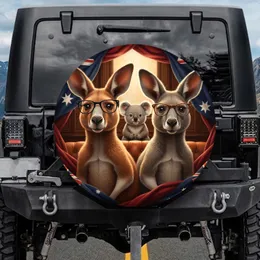Kangaroos Koala Eyeglasses Australian Flag Wood Interior - Wildlife Lover Gift for Australia Lover Spare Tire Cover