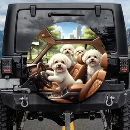 Bichon Frise Dogs Urban Park Car Ride - Dog Lover Gift Spare Tire Cover