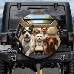 Dogs in Car Urban Drive - Road Trip Companion for Dog Lover Spare Tire Cover